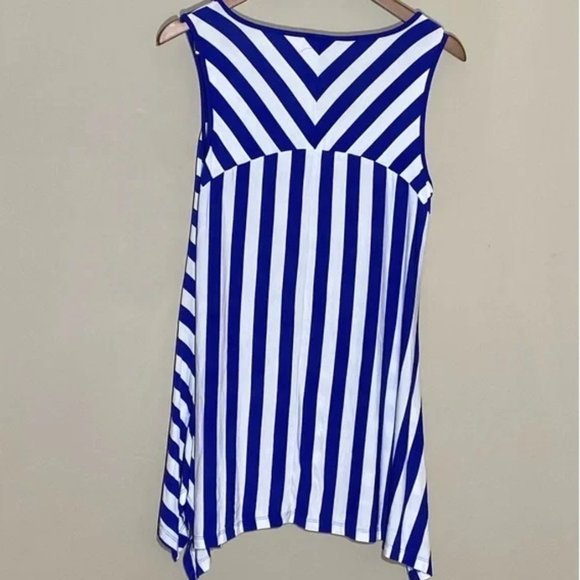 Spense Blue & White Striped Sleeveless Top Tank Large - Picture 2 of 5
